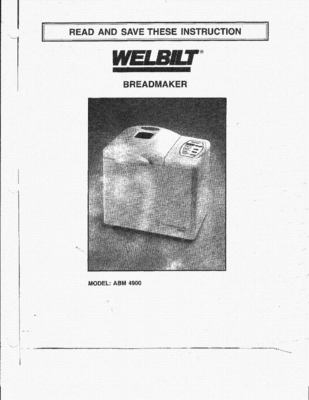 Product picture Welbilt Bread Maker manual ABM4900